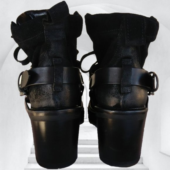 STEVEN by STEVE MADDEN 7 BLACK LEATHER BOOTS HARNESS STRAPS goth witch womens - Picture 10 of 16